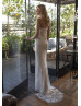 Long Sleeves Beaded Tulle Dreamy Wedding Dress
